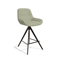 Barhocker Flavia 6721 in Stoff Mito 55 (Salbeigrün), Beine in Espresso, Schrägansicht