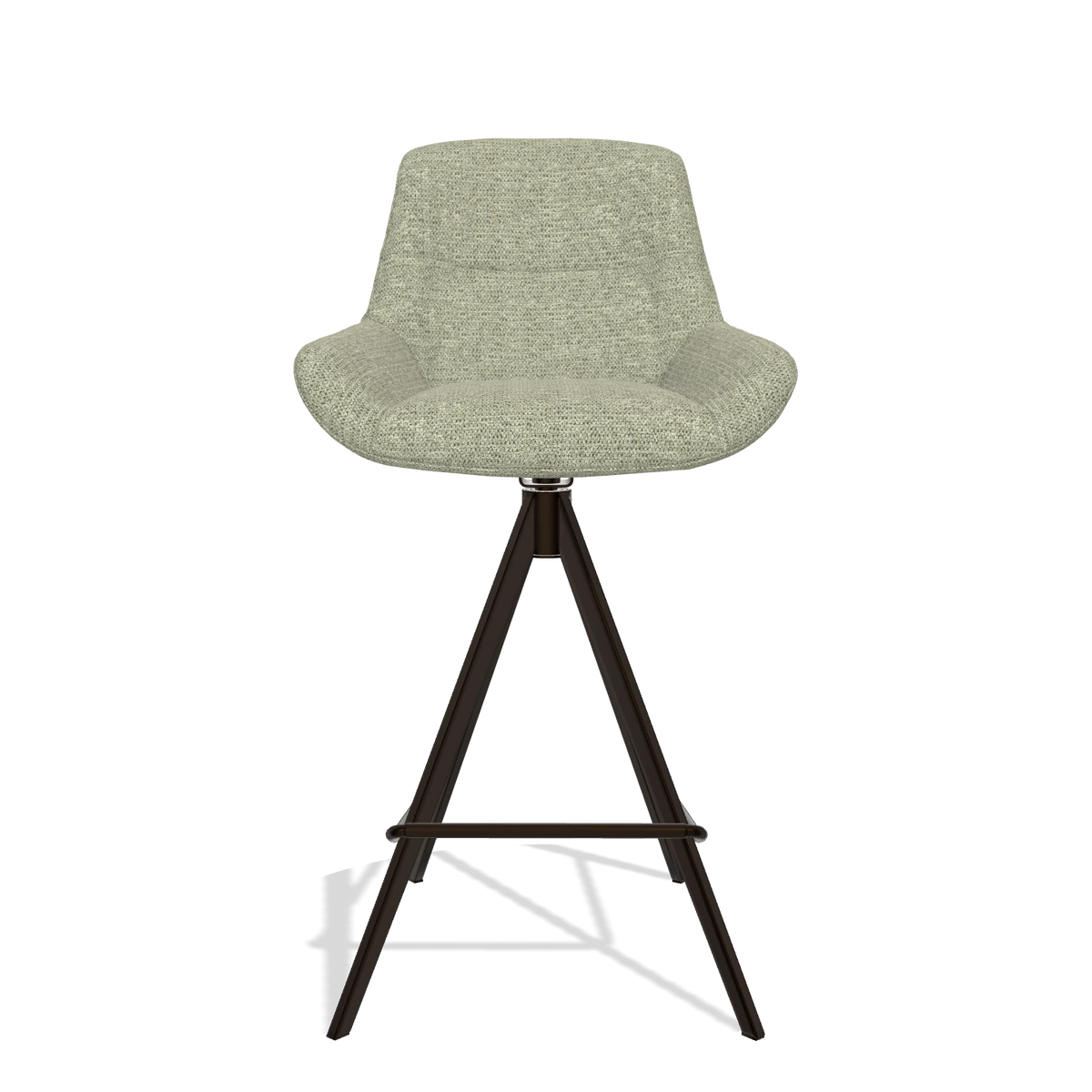 Barhocker Flavia 6721 in Stoff Mito 55 (Salbeigrün), Beine in Espresso, Vorderansicht