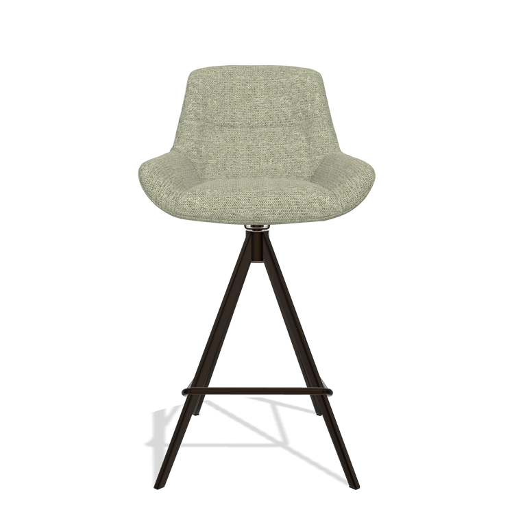 Barhocker Flavia 6721 in Stoff Mito 55 (Salbeigrün), Beine in Espresso, Vorderansicht