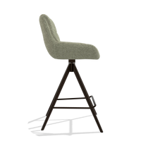 Barhocker Flavia 6721 in Stoff Mito 55 (Salbeigrün), Beine in Espresso, Seitenansicht