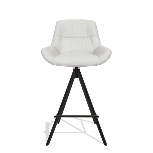 Taburete de bar Flavia 6721 en tela Niagara 901 (gris claro), patas en negro, vista frontal