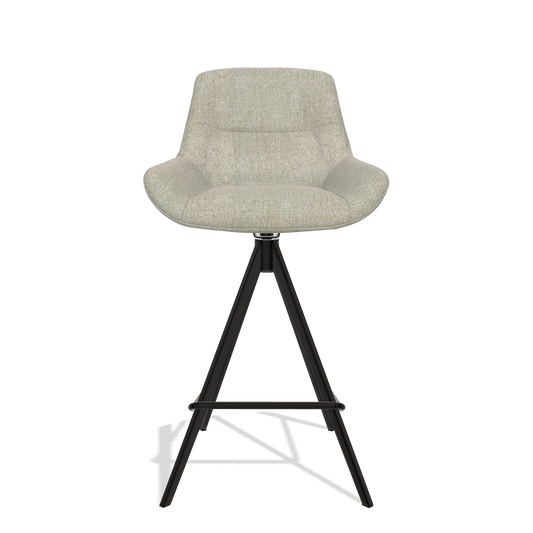 Taburete de bar Flavia 6721 en tela Niagara 903 (greige), patas en negro, vista frontal