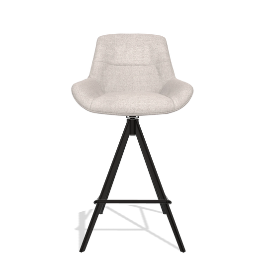 Tabouret de bar Flavia 6721 en tissu Oasis 01 (gris clair), pieds en noir, vue de face