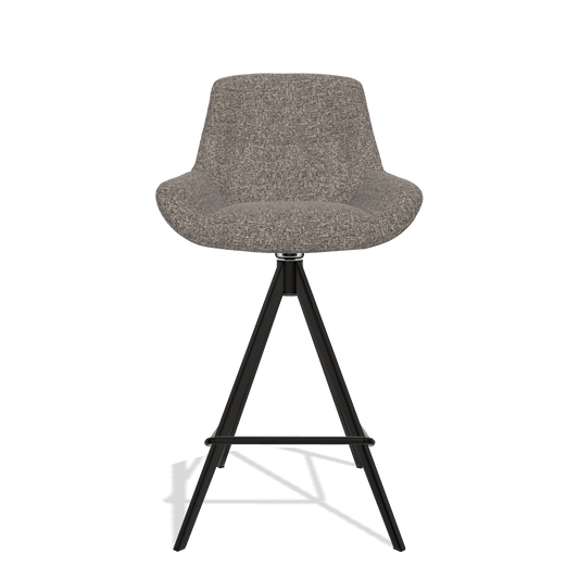 Tabouret de bar Flavia 6721 en tissu Oasis 108 (gris foncé), pieds en noir, vue de face