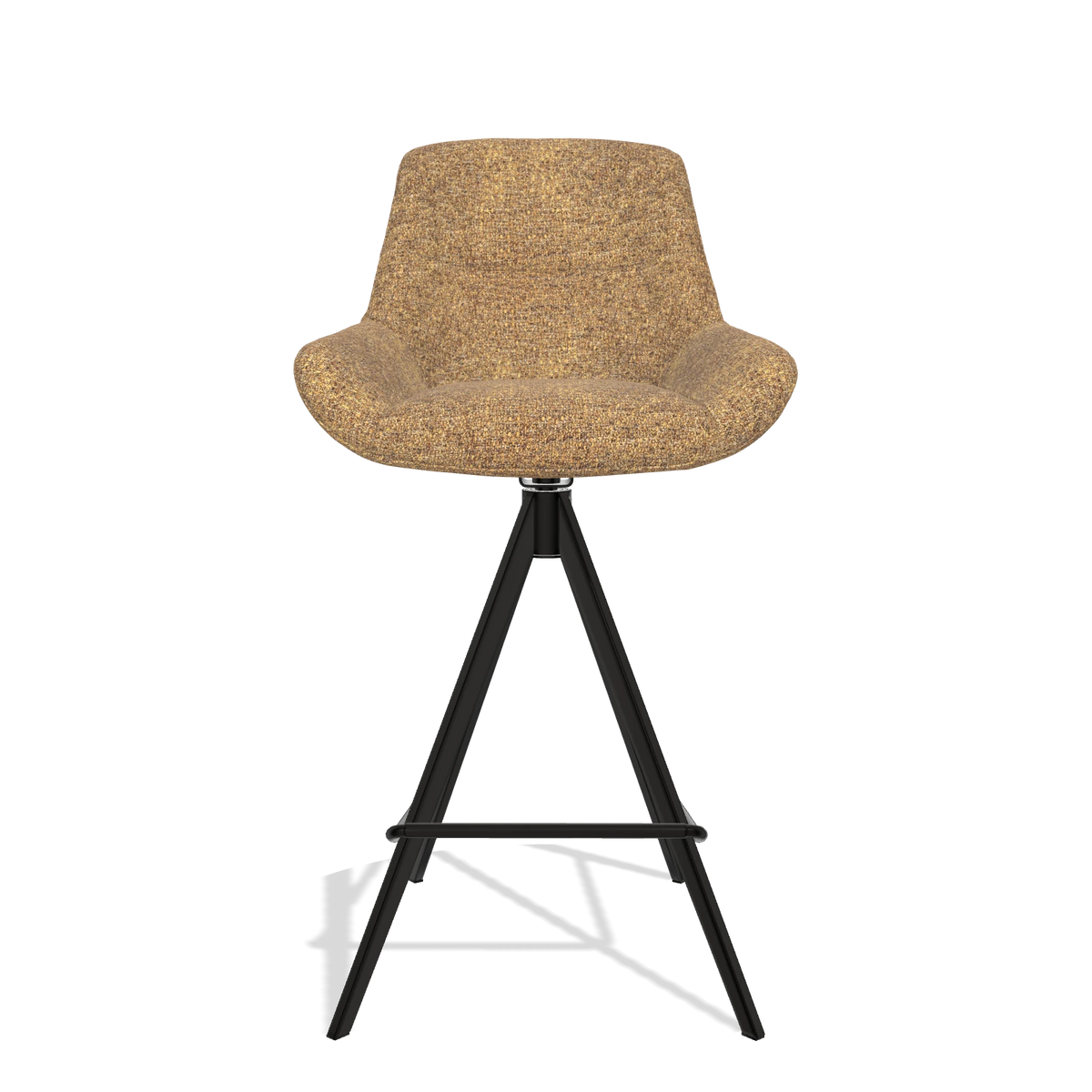 Sgabello da bar Flavia 6721 in tessuto Oasis 16 (caramello), gambe in nero, vista frontale