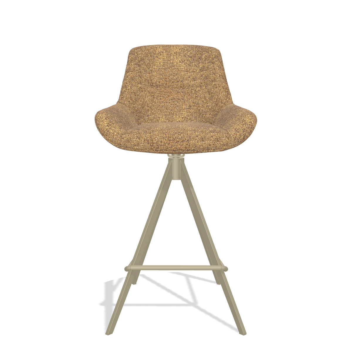 Sgabello da bar Flavia 6721 in tessuto Oasis 16 (caramello), gambe in champagne, vista frontale