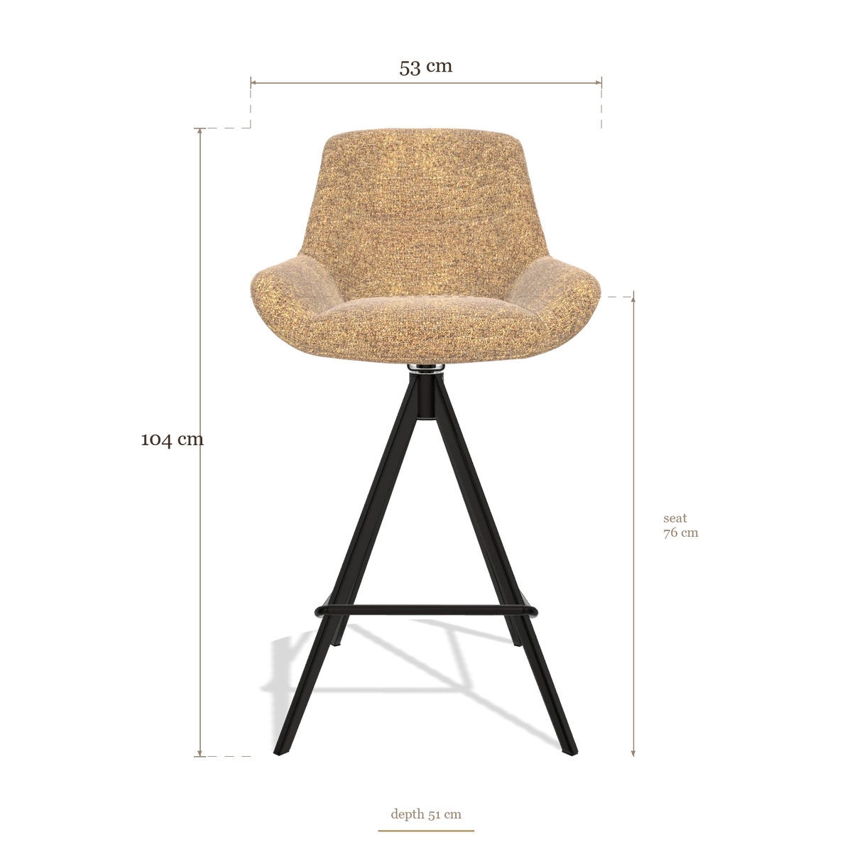 Sgabello da bar Flavia 6721, dimensioni 53 x 51 x 104 cm