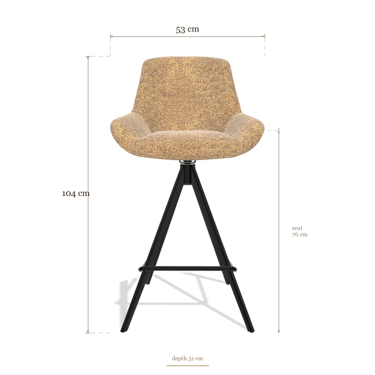 Sgabello da bar Flavia 6721, dimensioni 53 x 51 x 104 cm