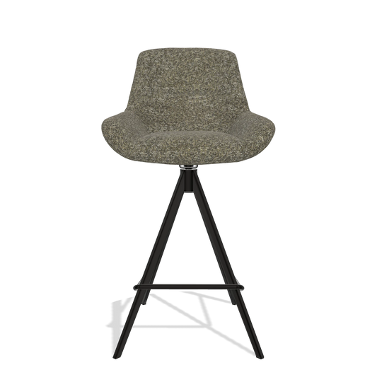 Tabouret de bar Flavia 6721 en tissu Oasis 88 (marron), pieds en noir, vue de face