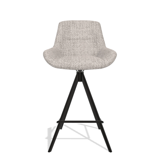 Tabouret de bar Flavia 6721 en tissu Oasis 91 (grège), pieds en noir, vue de face