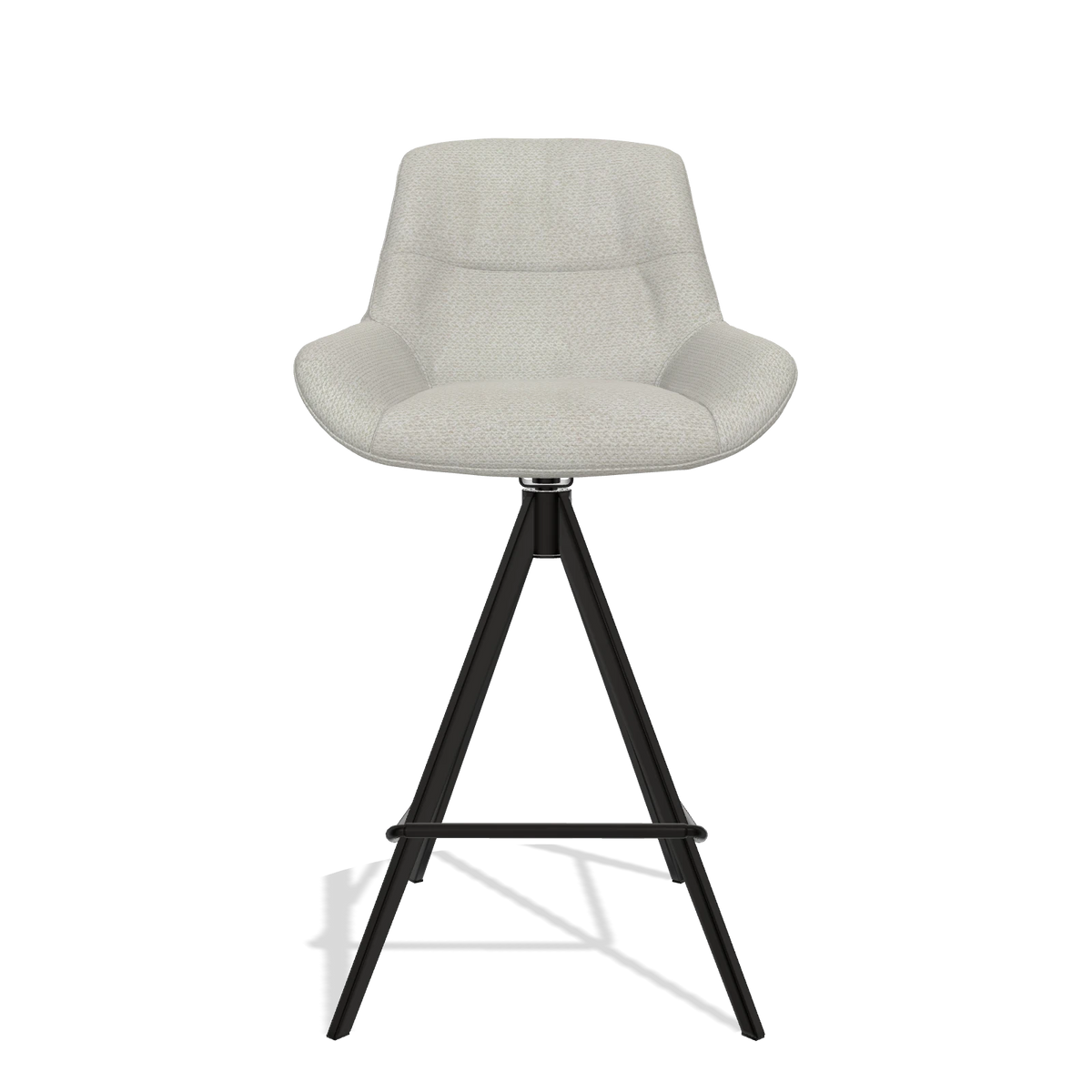 Taburete de bar Flavia 6721 en tela Rhythm 101 (greige), patas en negro, vista frontal