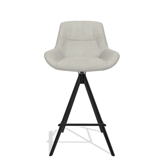 Tabouret de bar Flavia 6721 en tissu Rhythm 101 (grège), pieds en noir, vue de face