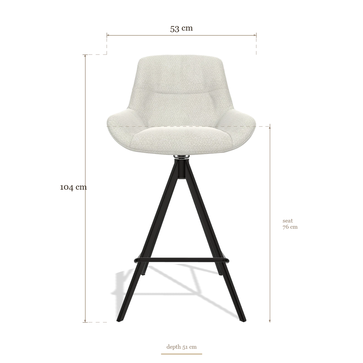 Taburete de bar Flavia 6721, medidas 53 x 51 x 104 cm