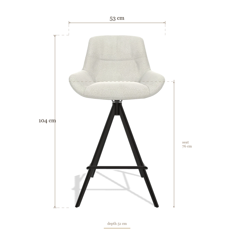 Taburete de bar Flavia 6721, medidas 53 x 51 x 104 cm