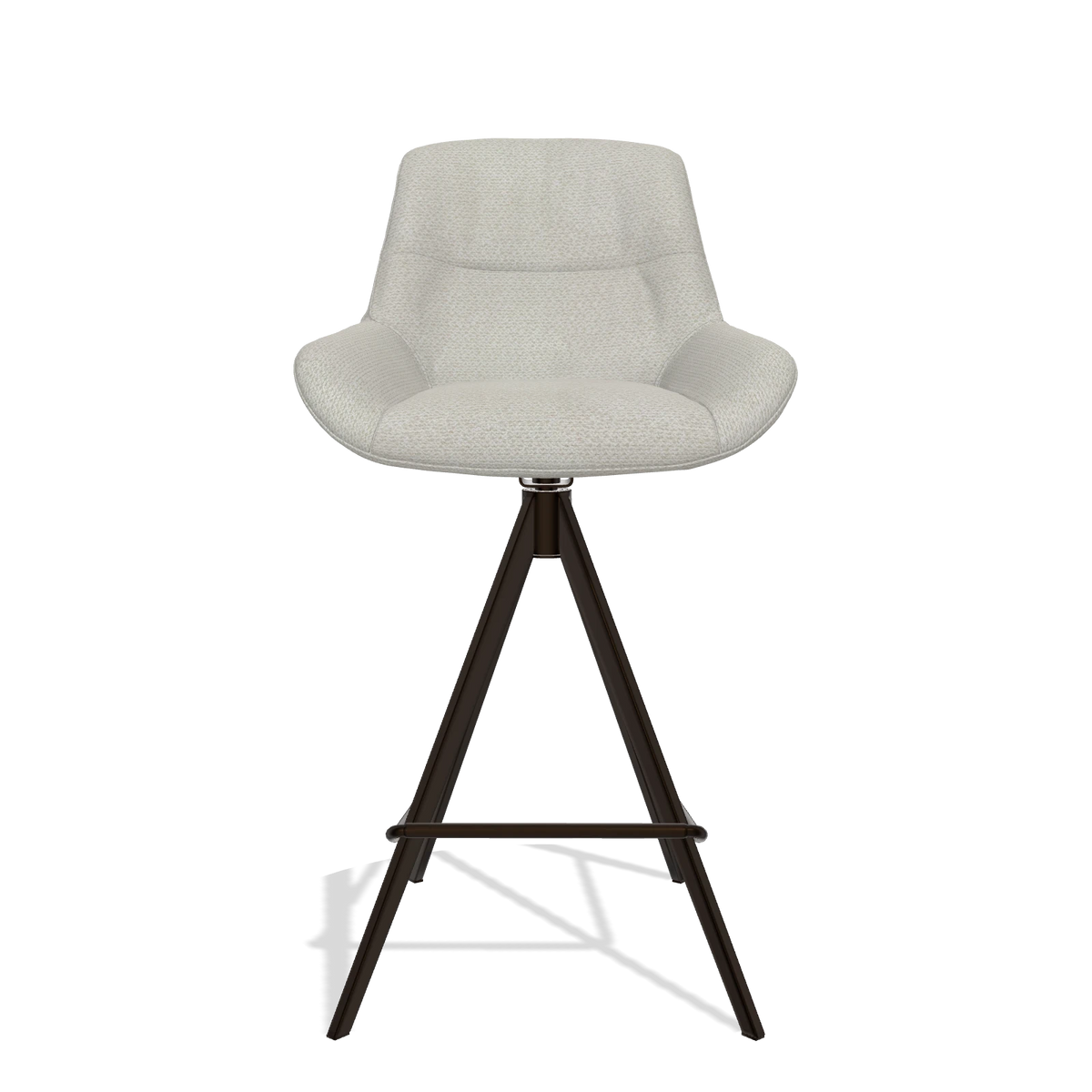 Taburete de bar Flavia 6721 en tela Rhythm 101 (greige), patas en espresso, vista frontal