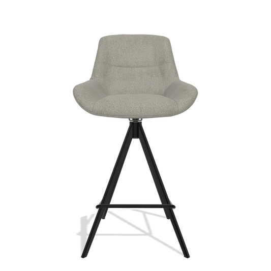 Tabouret de bar Flavia 6721 en tissu Rhythm 84 (gris), pieds en noir, vue de face