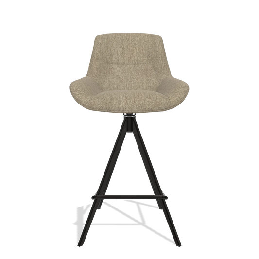 Barhocker Flavia 6721 in Stoff San Remo 101 (Taupe), Beine in Schwarz, Vorderansicht
