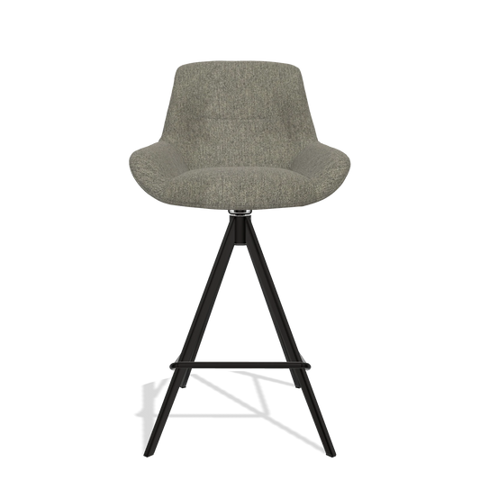 Barhocker Flavia 6721 in Stoff San Remo 103 (Dunkelgrau), Beine in Schwarz, Vorderansicht