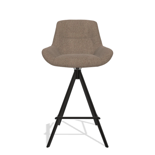 Barhocker Flavia 6721 in Stoff San Remo 201 (Oliv), Beine in Schwarz, Vorderansicht
