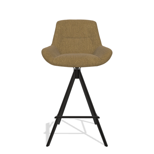 Barhocker Flavia 6721 in Stoff San Remo 401 (Oliv), Beine in Schwarz, Vorderansicht