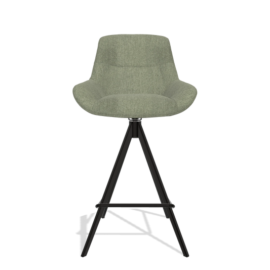Barhocker Flavia 6721 in Stoff San Remo 500 (Taupe), Beine in Schwarz, Vorderansicht