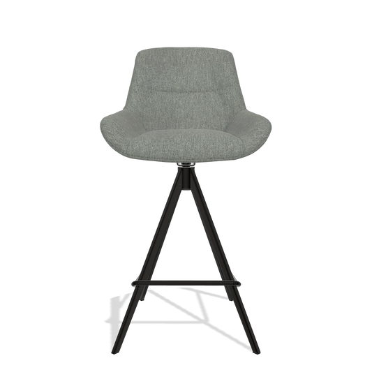 Barhocker Flavia 6721 in Stoff San Remo 502 (Taupe), Beine in Schwarz, Vorderansicht