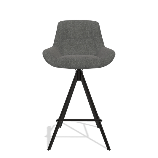 Tabouret de bar Flavia 6721 en tissu San Remo 800 (anthracite), pieds en noir, vue de face