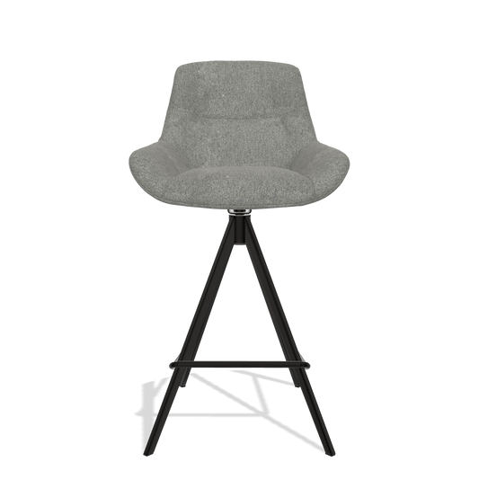 Barhocker Flavia 6721 in Stoff San Remo 802 (Taupe), Beine in Schwarz, Vorderansicht