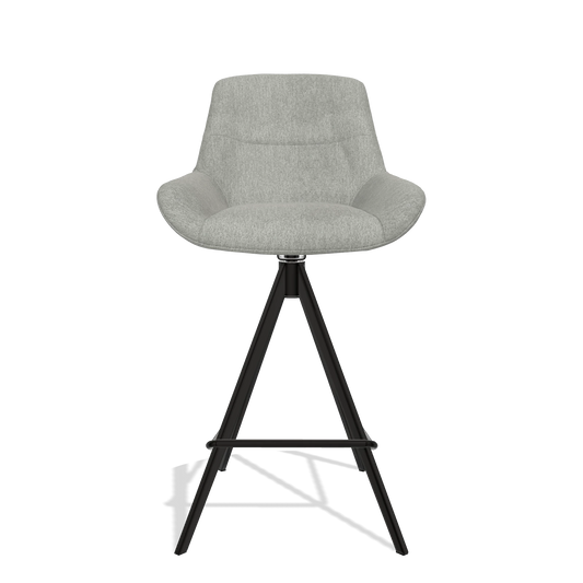 Tabouret de bar Flavia 6721 en tissu San Remo 901 (gris), pieds en noir, vue de face