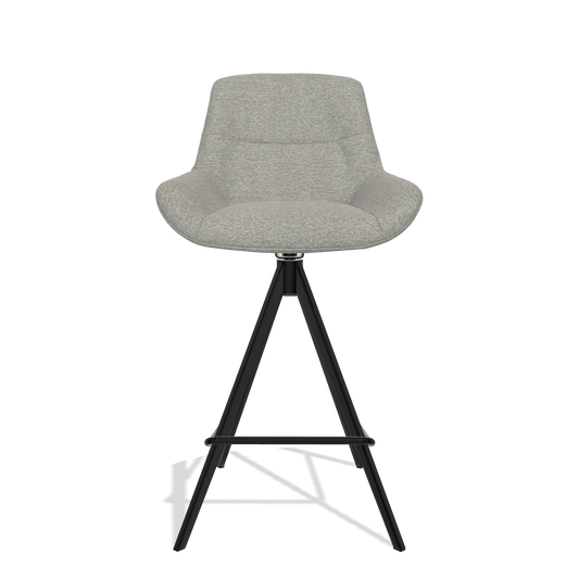 Tabouret de bar Flavia 6721 en tissu Sneak 01 (gris), pieds en noir, vue de face