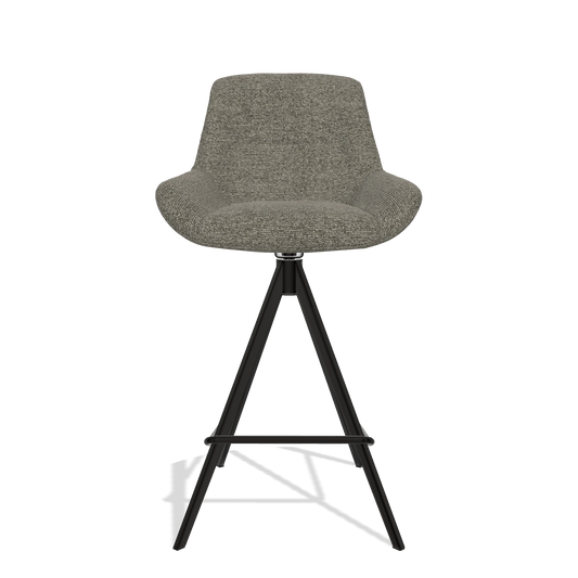 Tabouret de bar Flavia 6721 en tissu Sneak 10 (gris foncé), pieds en noir, vue de face