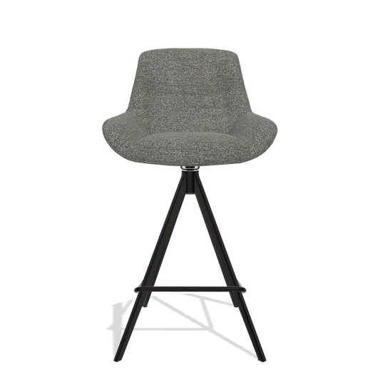 Tabouret de bar Flavia 6721 en tissu Sneak 12 (gris foncé), pieds en noir, vue de face