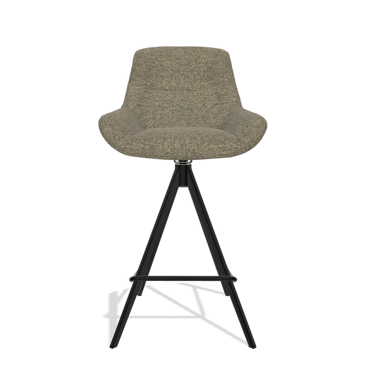 Tabouret de bar Flavia 6721 en tissu Sneak 124 (olive), pieds en noir, vue de face