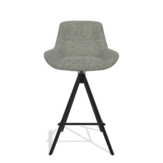 Tabouret de bar Flavia 6721 en tissu Sneak 149 (taupe), pieds en noir, vue de face