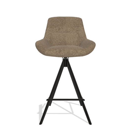 Tabouret de bar Flavia 6721 en tissu Sneak 16 (olive), pieds en noir, vue de face
