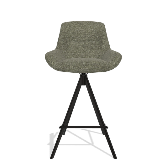Tabouret de bar Flavia 6721 en tissu Sneak 59 (gris foncé), pieds en noir, vue de face