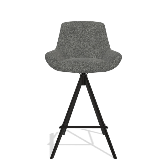 Tabouret de bar Flavia 6721 en tissu Sneak 65 (gris foncé), pieds en noir, vue de face