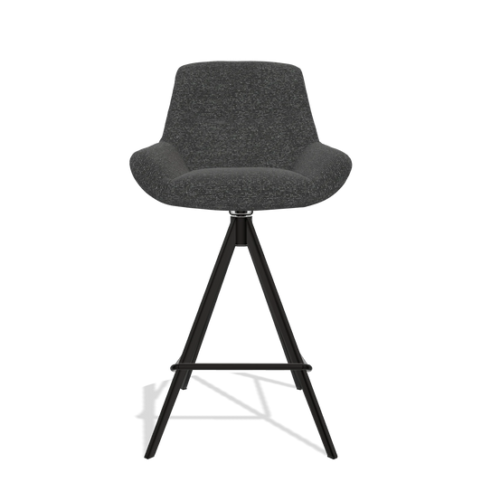 Tabouret de bar Flavia 6721 en tissu Sneak 67 (noir), pieds en noir, vue de face