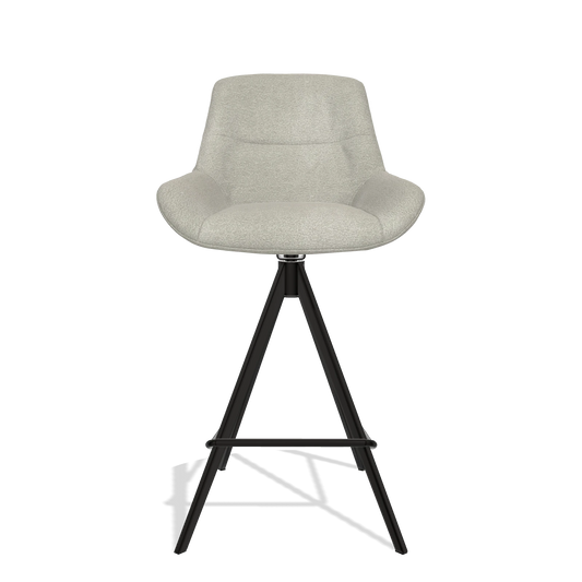 Tabouret de bar Flavia 6721 en tissu Stella 01 (grège), pieds en noir, vue de face