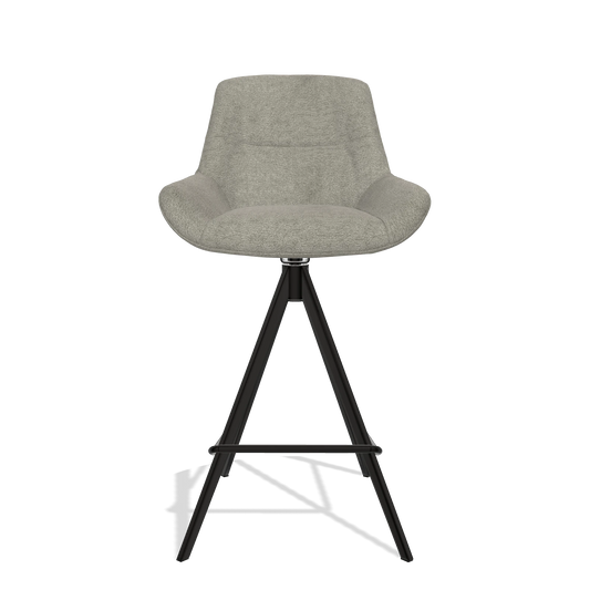 Tabouret de bar Flavia 6721 en tissu Stella 10 (taupe), pieds en noir, vue de face