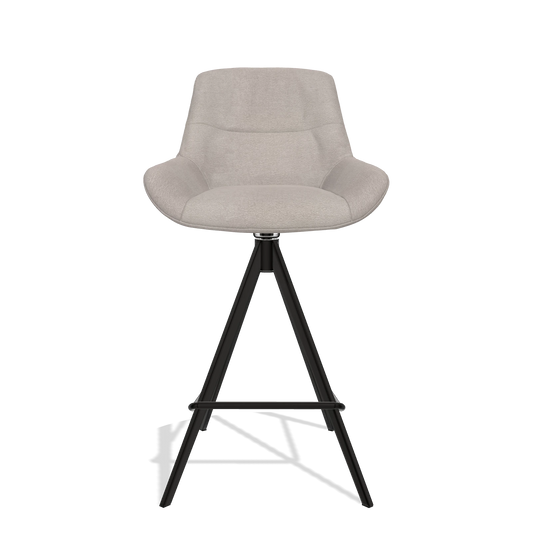 Tabouret de bar Flavia 6721 en tissu Stella 106 (grège), pieds en noir, vue de face
