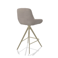 Tabouret de bar Flavia 6721 en tissu Stella 106 (grège), pieds en champagne, vue de trois-quarts arrière