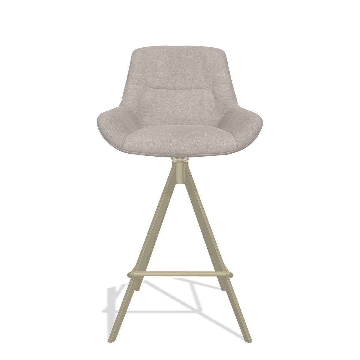 Tabouret de bar Flavia 6721 en tissu Stella 106 (grège), pieds en champagne, vue de face