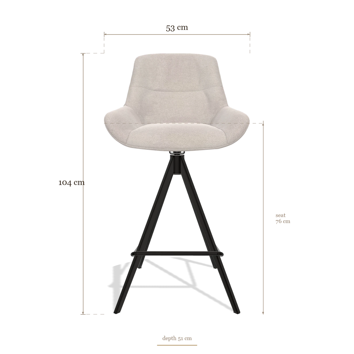 Tabouret de bar Flavia 6721, dimensions 53 x 51 x 104 cm