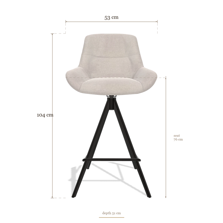 Tabouret de bar Flavia 6721, dimensions 53 x 51 x 104 cm