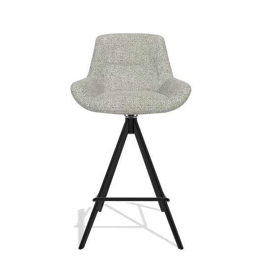 Tabouret de bar Flavia 6721 en tissu Taurus 01 (grège), pieds en noir, vue de face