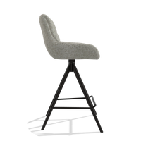 Bar Stool Flavia 6721 in Taurus 01 fabric (greige), black legs, side view
