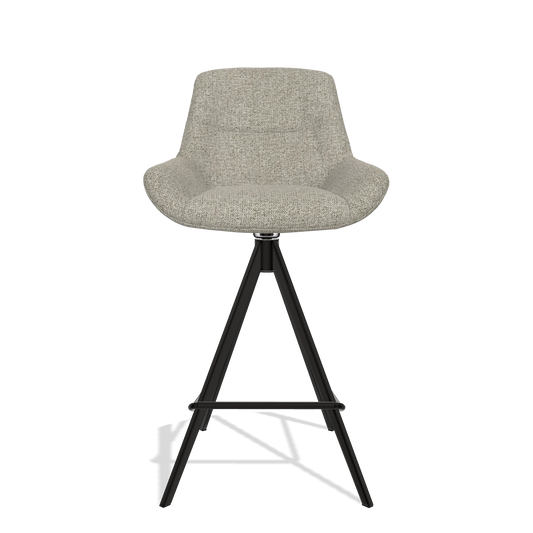 Tabouret de bar Flavia 6721 en tissu Taurus 05 (vert sauge), pieds en noir, vue de face