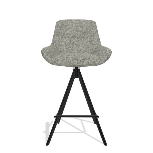 Tabouret de bar Flavia 6721 en tissu Taurus 65 (taupe), pieds en noir, vue de face