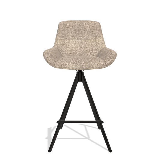 Bar Stool Flavia 6721 in Venga 10 fabric (greige), black legs, front view